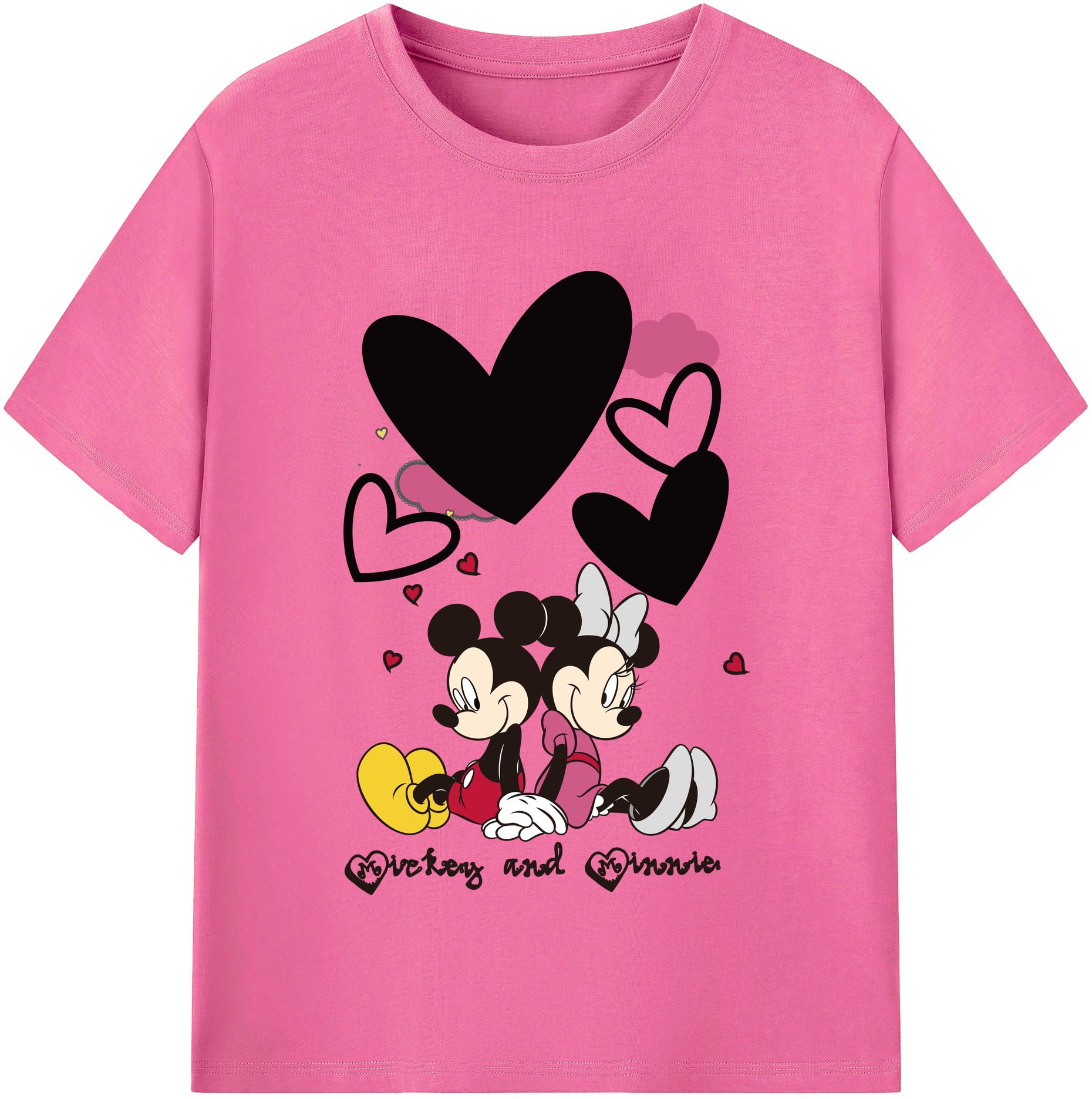 （画像用） ミッキーマウス Mickey Mouse レディースカジュアルプリントTシャツ（綿100％）